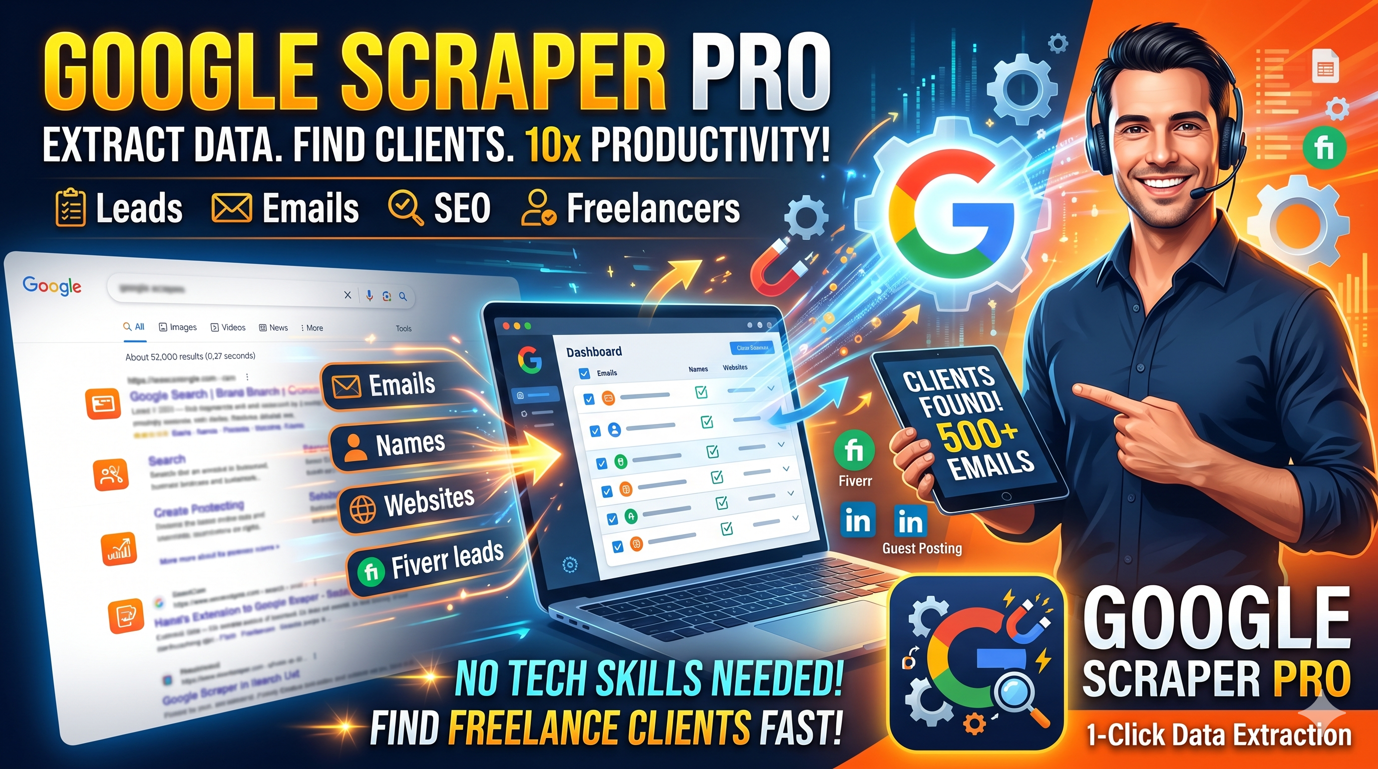 Google Scraper Pro – Extract Emails, Names & Data in One Click thumbnail