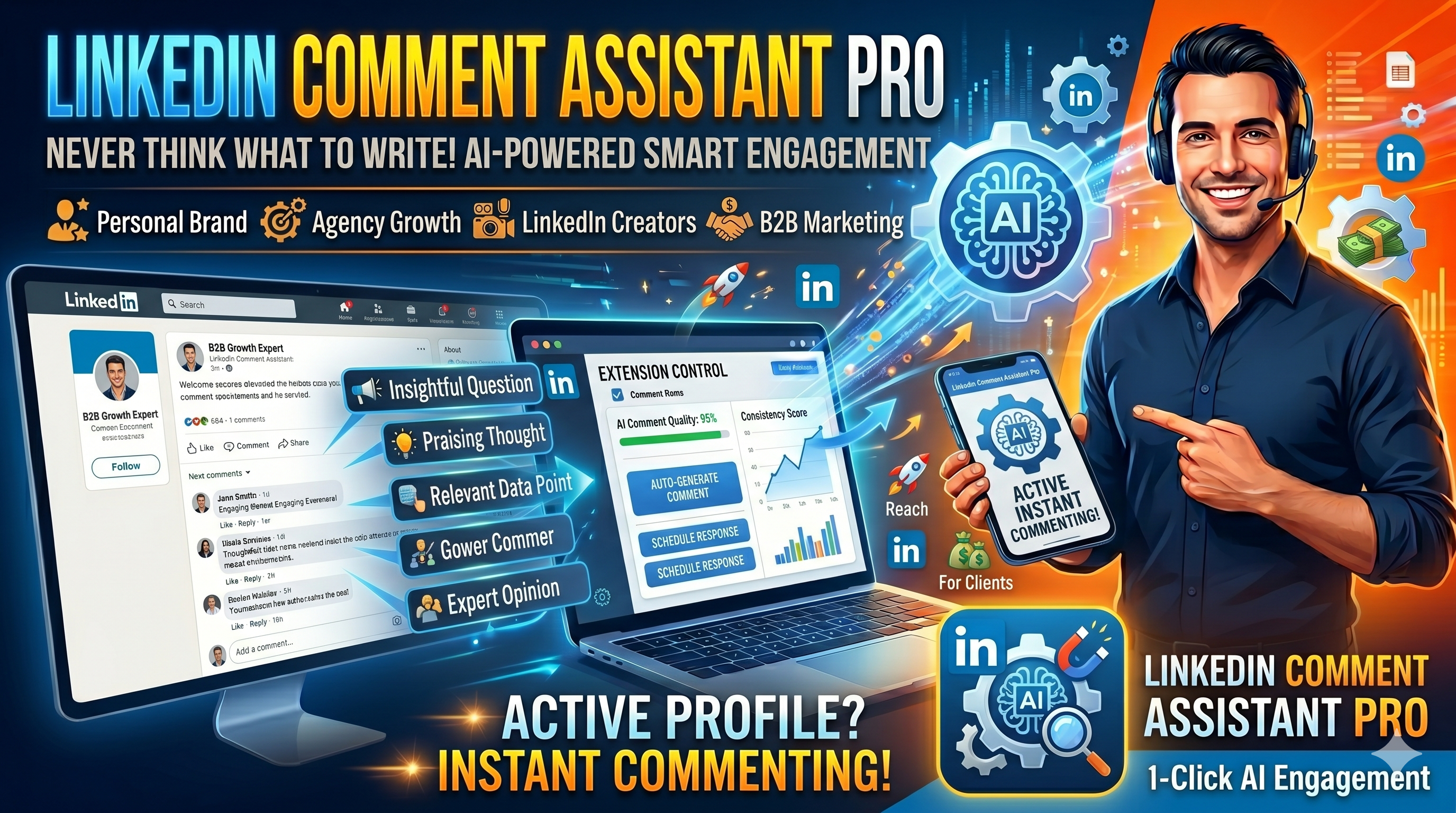 LinkedIn Comment Assistant Pro – Generate Smart Comments & Boost Engagement thumbnail